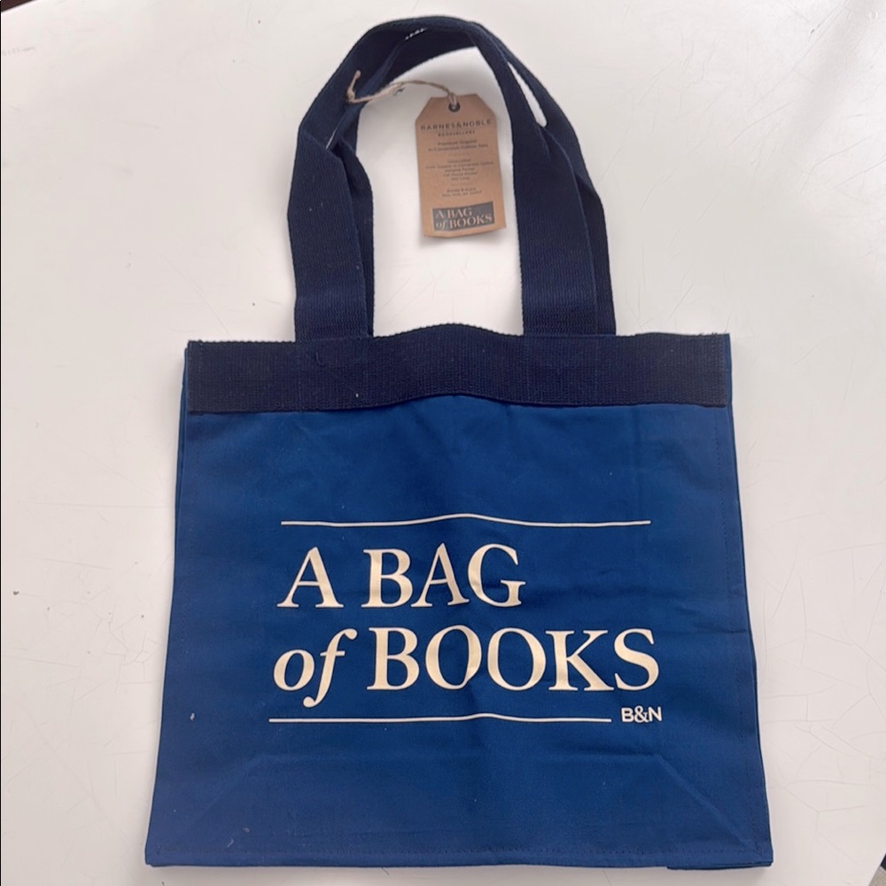 NWT Barnes and Noble heavy duty Blue Canvas Tote Bag